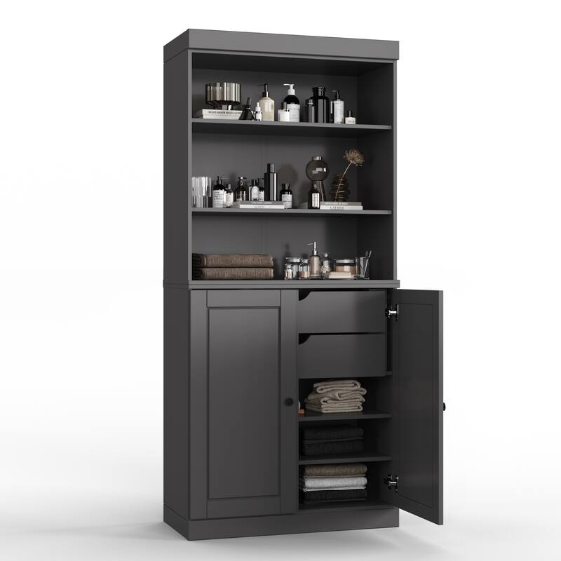 100% Solid Wood 32" Bathroom Cabinet with Optional Doors, 2-Drawers by Palace Imports