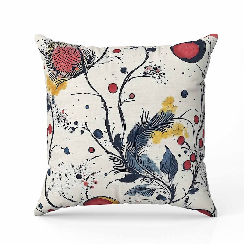 Spotted Garden Faux Suede Reversible Throw Pillow Beige and Red