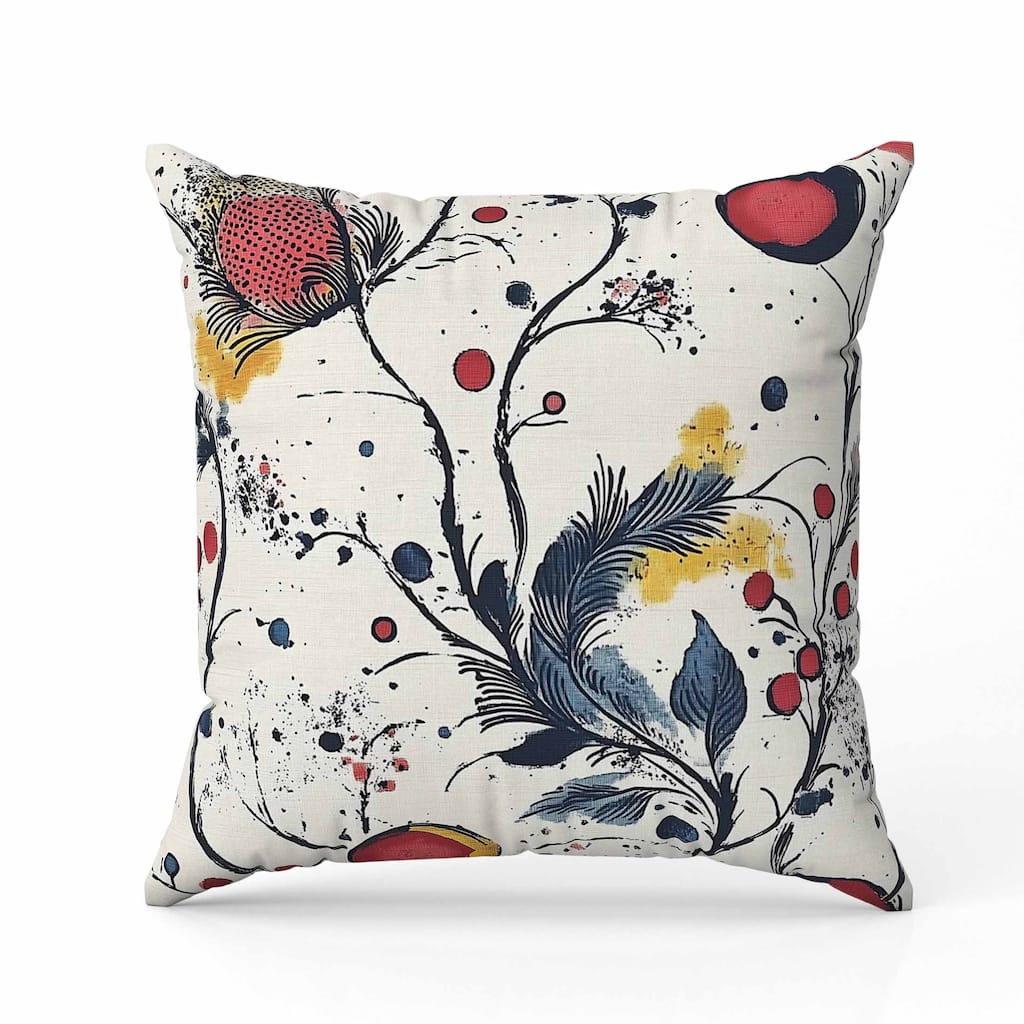Spotted Garden Faux Suede Reversible Throw Pillow Beige and Red