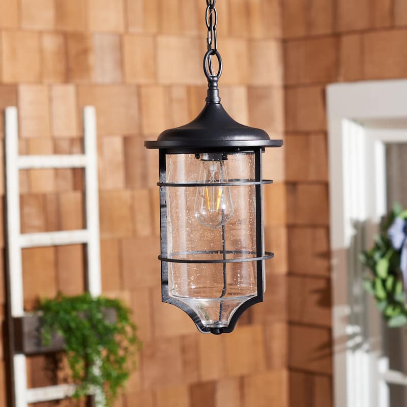 SAFAVIEH Lighting Anny 8" Rustic Outdoor Pendant - 8" W x 8" D x 17" H - Bronze - 8Wx8Dx17H
