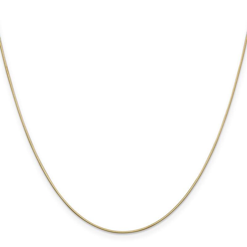 Curata 14k Yellow Gold Solid 0.8mm Diamond-cut Octagonal Snake Chain Necklace (Lobster) Options 16 18 20 24 30