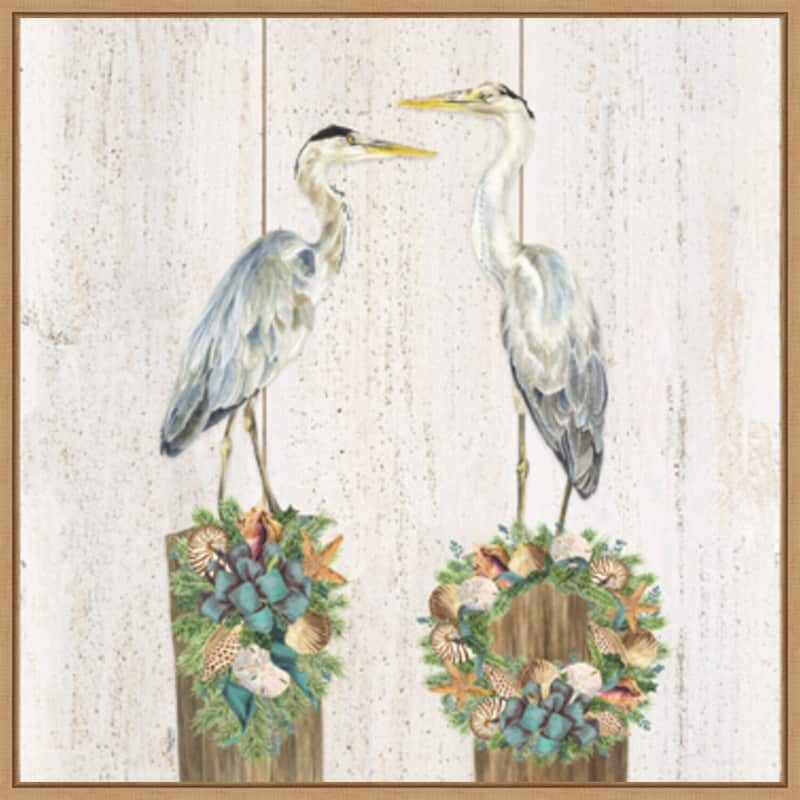 Christmas on the Coast Aqua I by Tara Reed Canvas Art Framed - 22 x 22 in