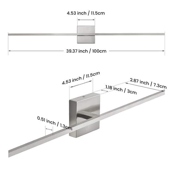 dimension image slide 9 of 14, Modern Vanity Lighting Fixtures 24/30/39 inch Bathroom Vanity Lights Over Mirror Wall Sconce for Bathroom