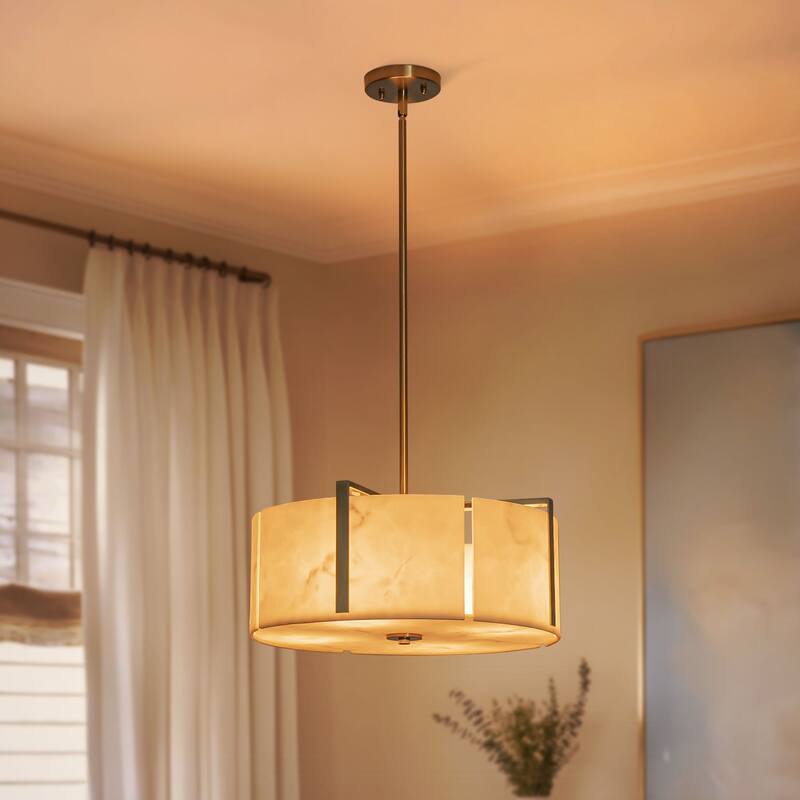 Starsky 4-Light Natural Alabaster Drum Chandelier