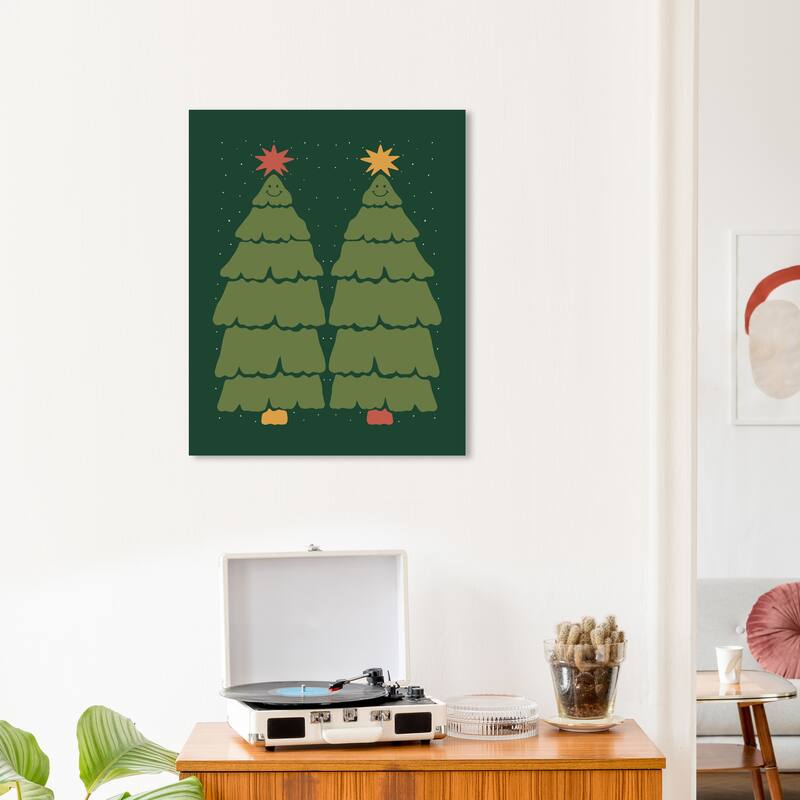 Wynwood Studio Canvas Holiday and Seasonal Reach the Stars Trees Green Modern & Contemporary Wall Art Canvas Print - 20 x 24