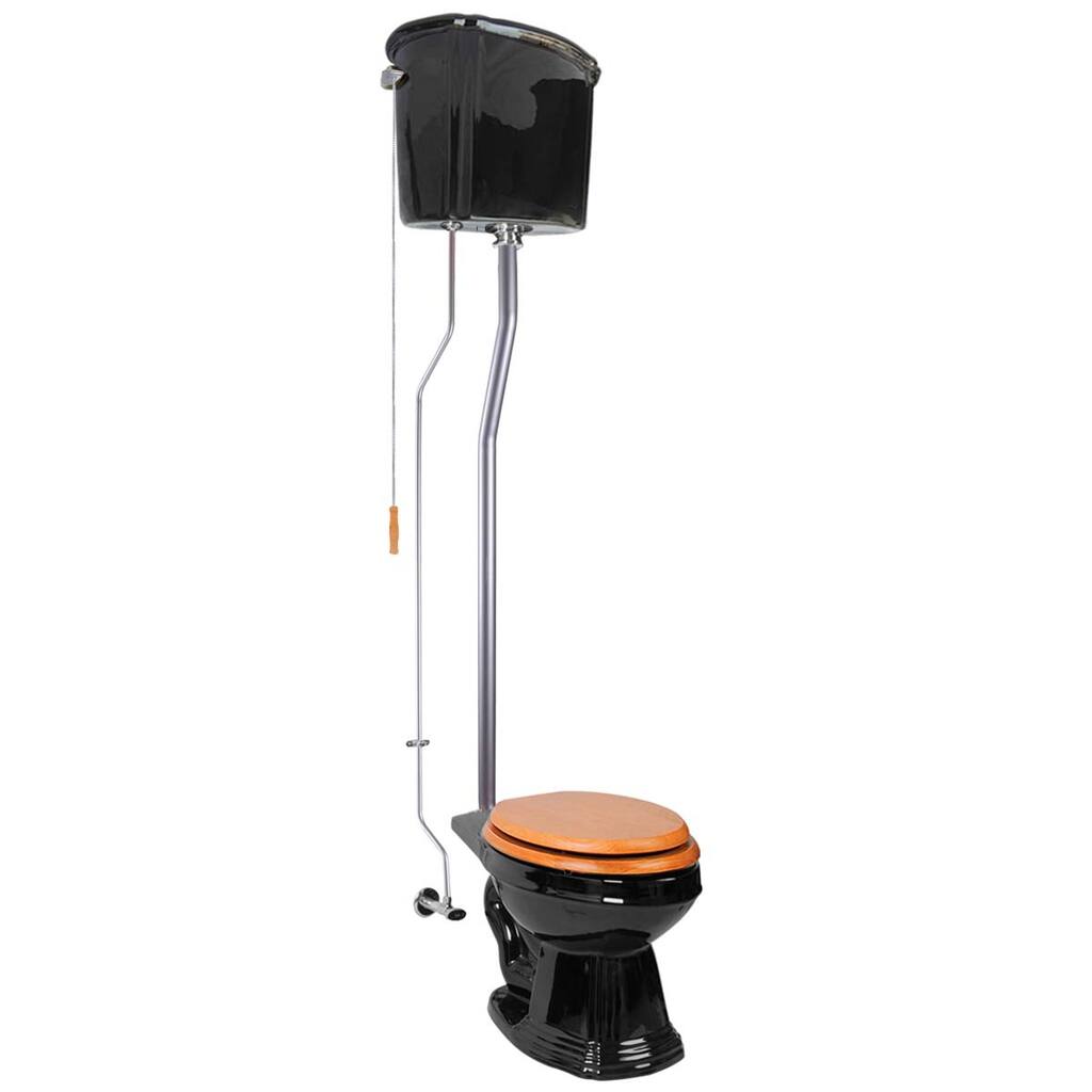 Black Ceramic Tank Elongated High Tank Toilet Renovators Supply