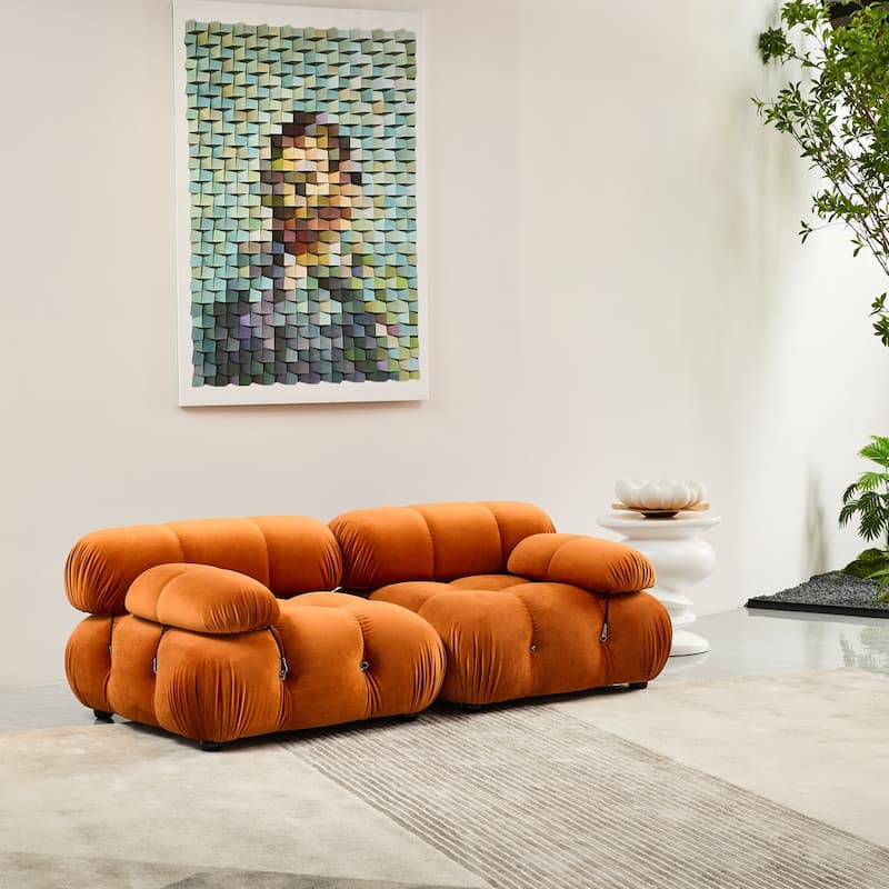 Breeley 76'' Velvet Upholstered Loveseat - Orange