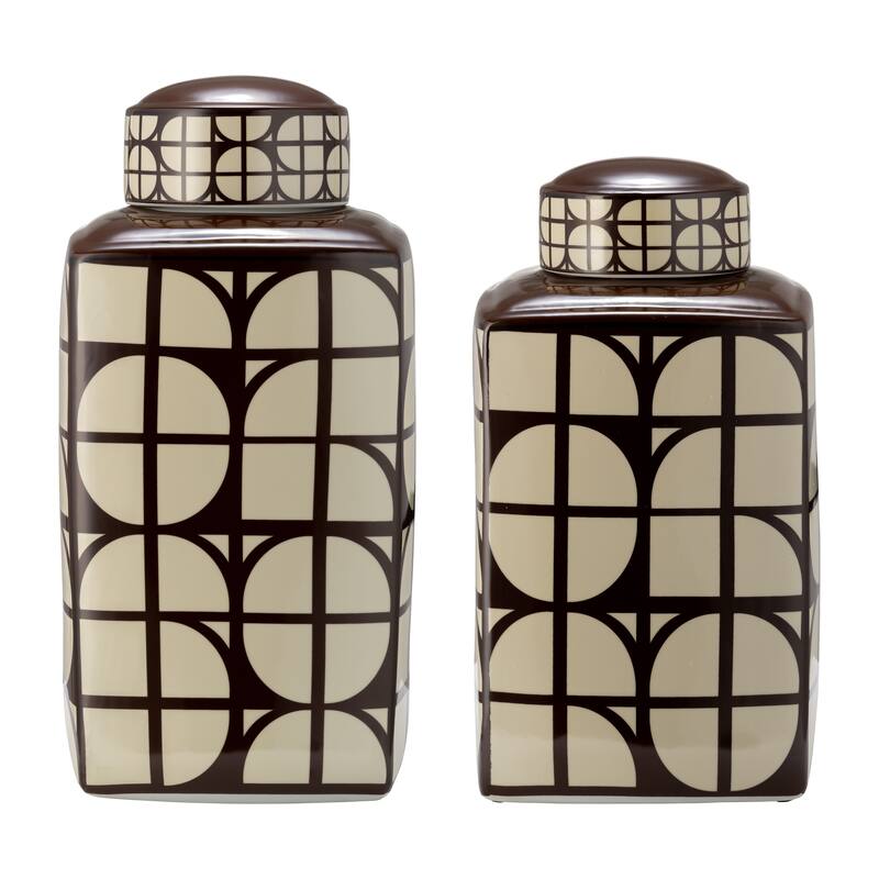 Sagebrook Home Ceramic Square Jar with Lid