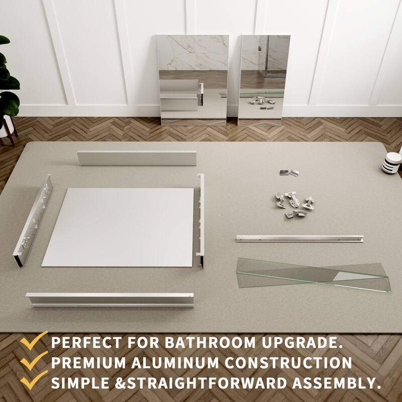 Modland 30"-36"W x 24"H Double Door Bathroom Medicine Cabinet with Mirror,Aluminum Frame