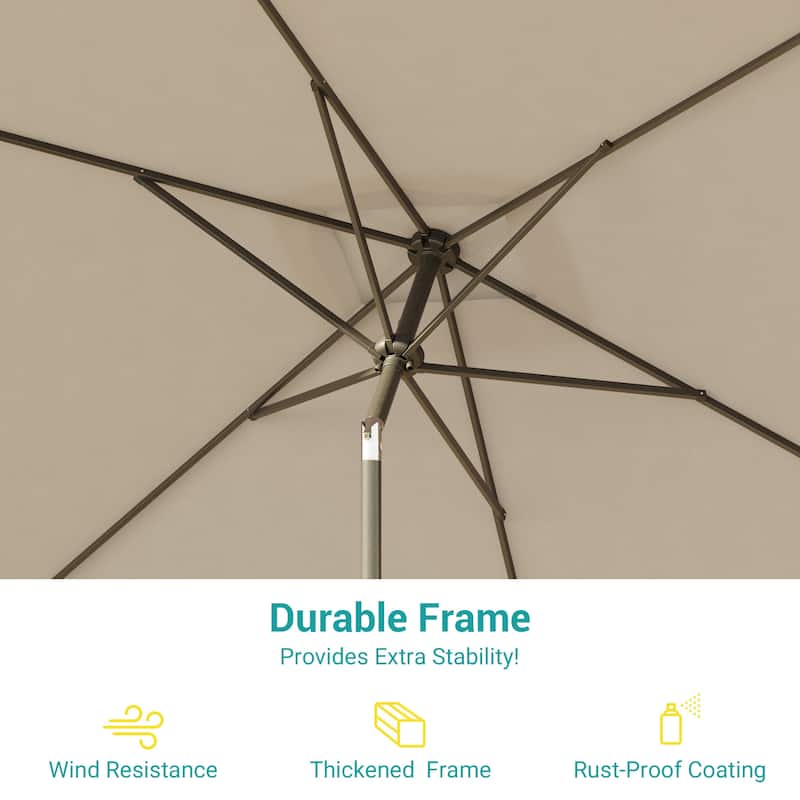 Bonosuki 10 x 6.5ft LED Patio Rectangular Umbrella Outdoor Market Umbrella Aluminium/Steel with Tilt and Crank