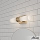 preview thumbnail 1 of 7, Hunter Lenlock Vanity Wall Light - Art Deco, Damp Rated 16" - Alturas Gold-White Glass