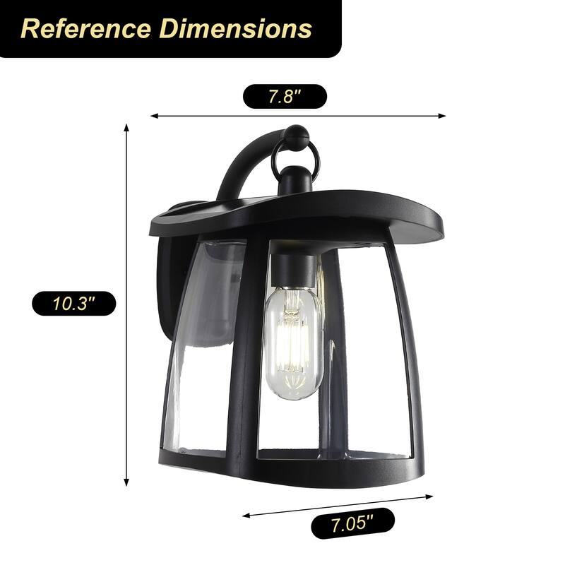 Black IP54 Waterproof Solar Wall Lanterns, 4 Lighting Modes with Button Control, Outdoor Hanging Lights with 2 Solar Panels