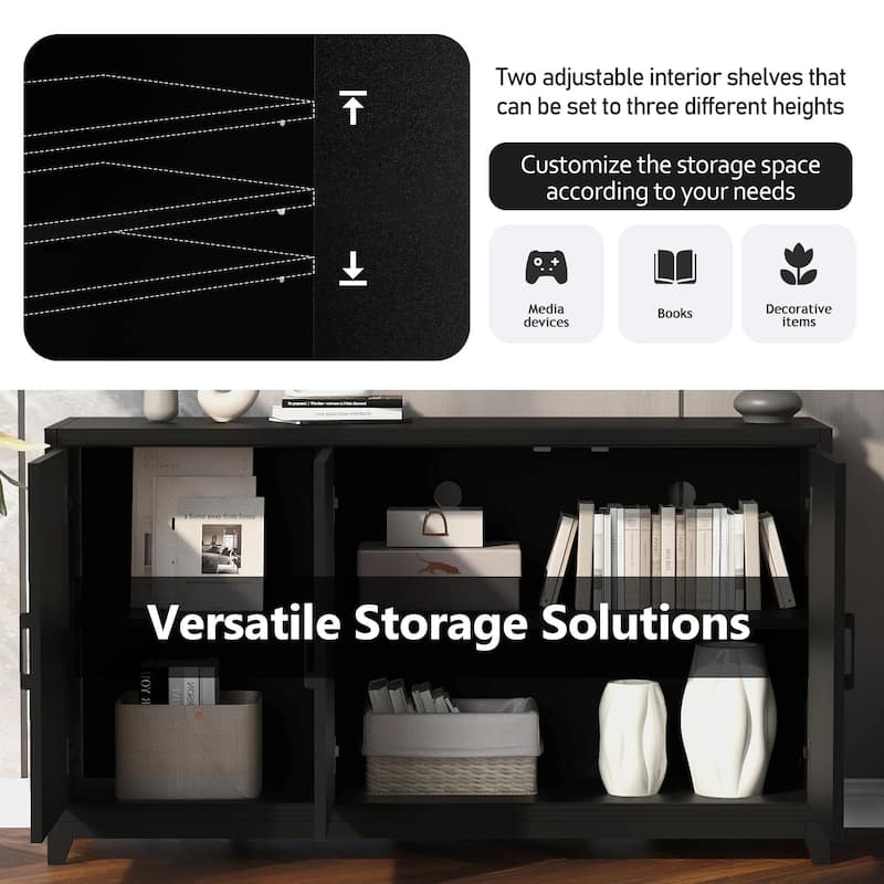 Modern Entertainment Center Media Console Cabinet with 2 Spacious Storage Spaces