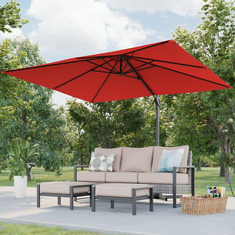 BONOSUKI 10x8FT Cantilever Patio Umbrella, Ultimate Outdoor Comfort with 360° Rotation and Canopy Angle Adjustment