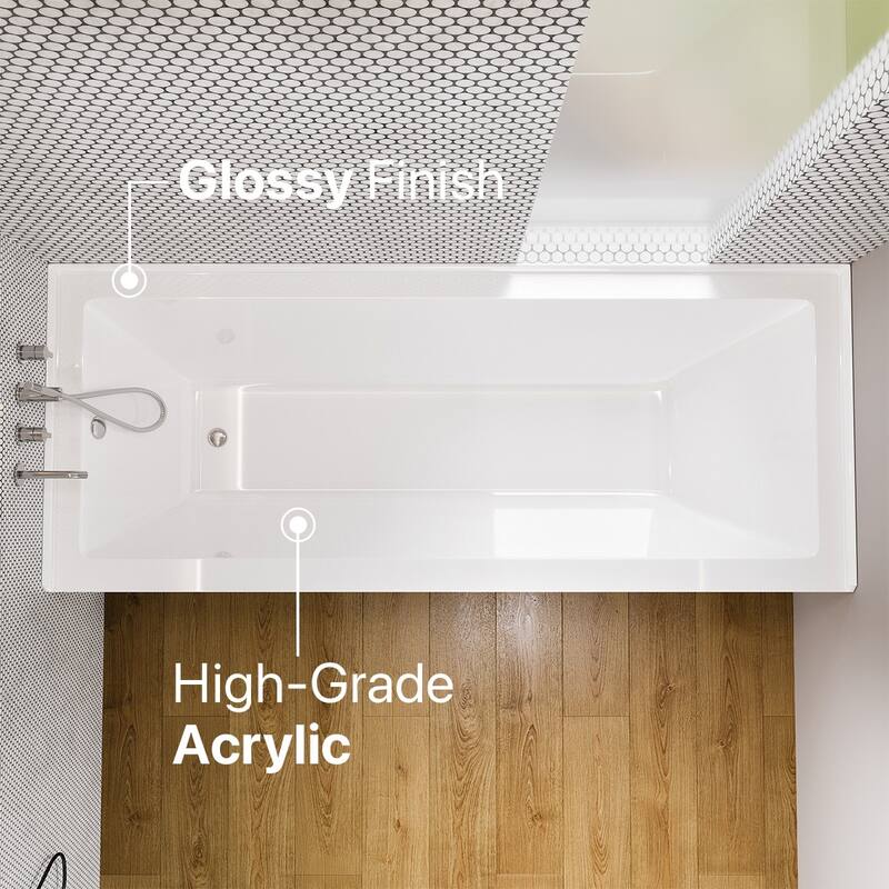 Eviva Nova 60" White Acrylic Alcove Bathtub-Left Drain