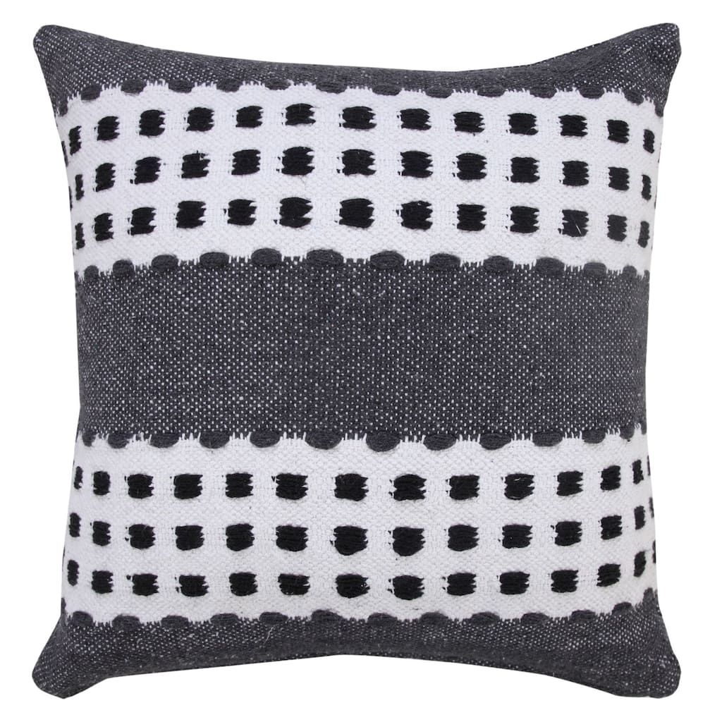 20" Black and White Dash Grid Striped Square Throw Pillow
