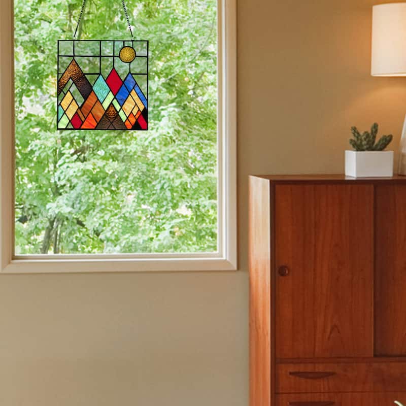 River of Goods River of Goods Beyond the Mountain Tops Stained Glass Window Panel - 10" x 0.25" x 10"