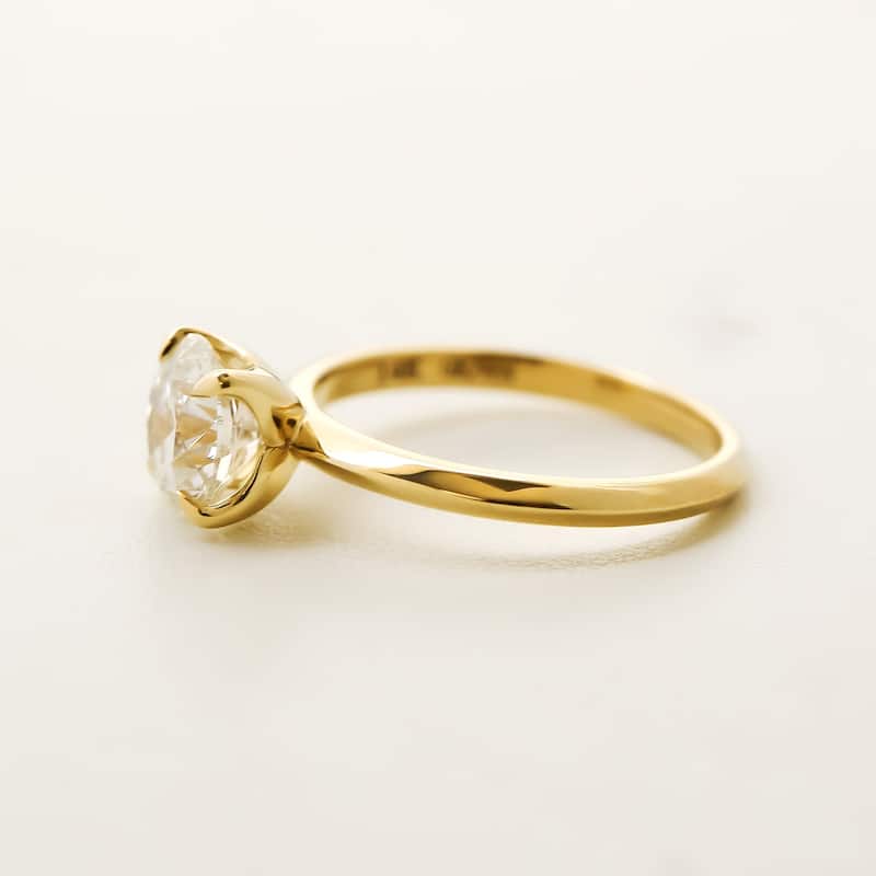 Kobelli 2 Carat Lab Grown Diamond Certified 14k Solid Gold Solitaire Knife Edge Hana Engagement Ring (EF/VS) - Yellow - 10