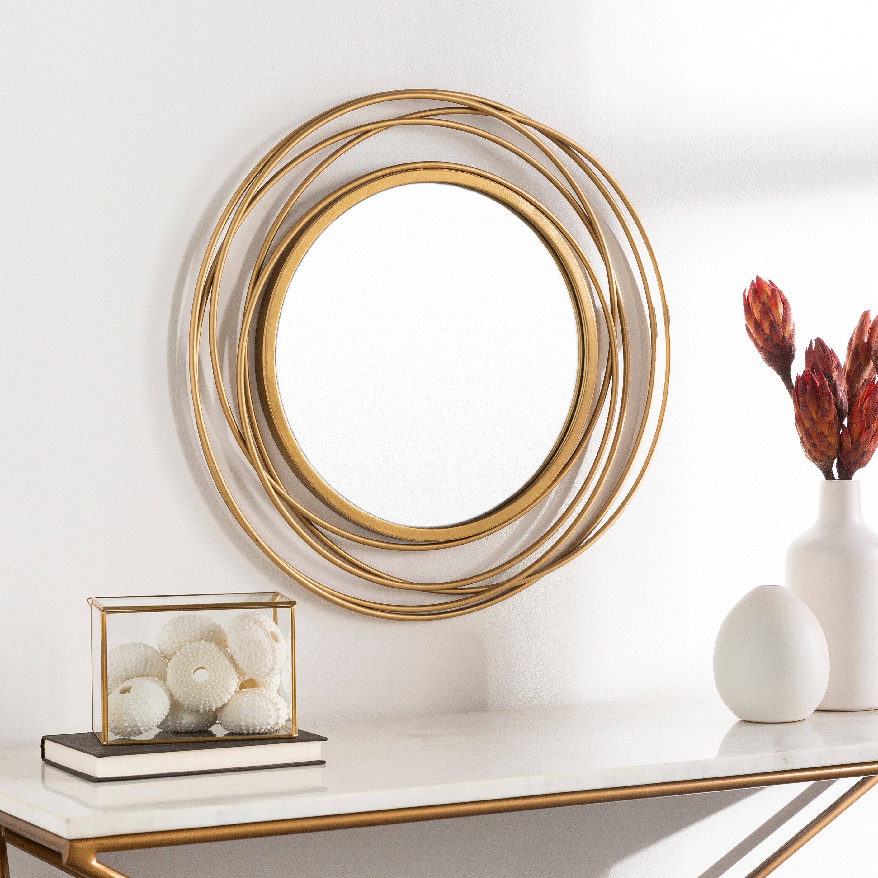 Artistic Weavers Kindra Modern Circles Golden Round Mirror 22