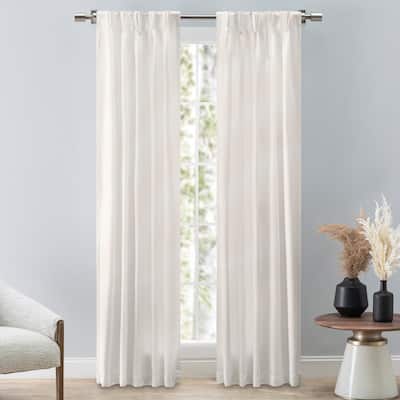 Grasscloth Premium Sheen Pinch Pleat W Back Tab Curtain Pair