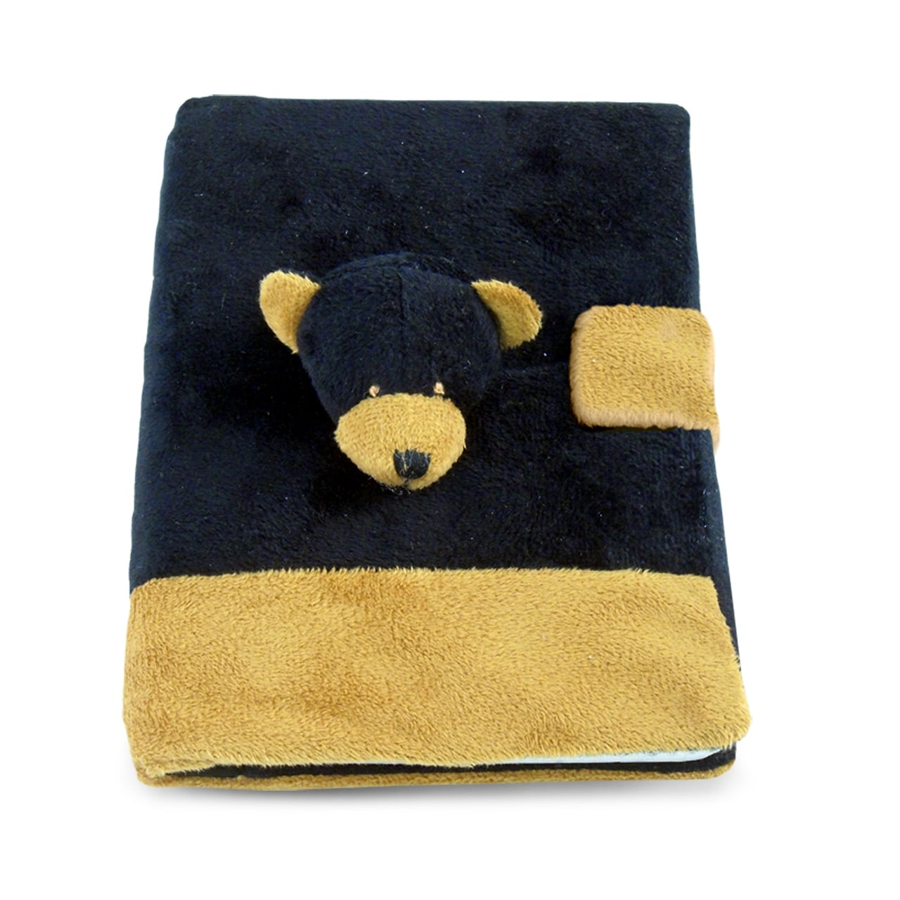 DolliBu Black Bear Plush Notebook, Black Wildlife Plush School Journal
