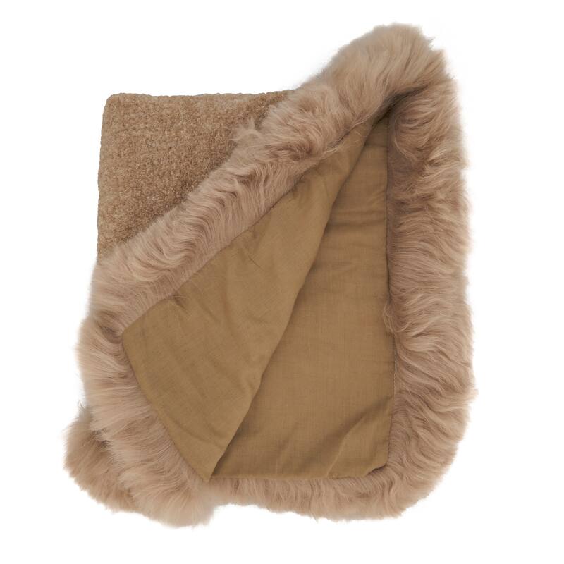 Plush Perfection Llama Fur Throw Blanket with Lamb Fur Border