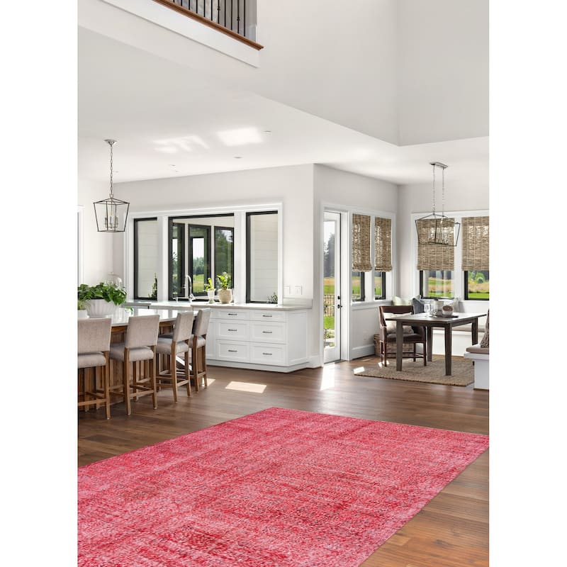 ECARPETGALLERY Hand-knotted Color Transition Dark Red Wool Rug - 5'7 x 8'8