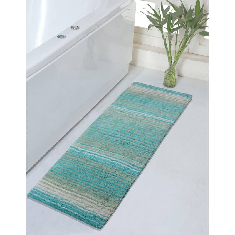 Gradiation Collection Absorbent Cotton Machine Washable Runner Rug - Turquoise