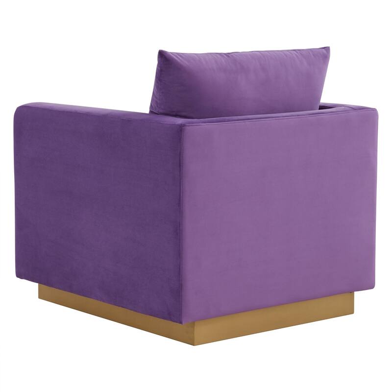 Nervo Velvet Modern Single Seater Sofa, Accent Arm Chair with Gold Stainless Steel Square Base for Living Room & Bedroom - 32.67