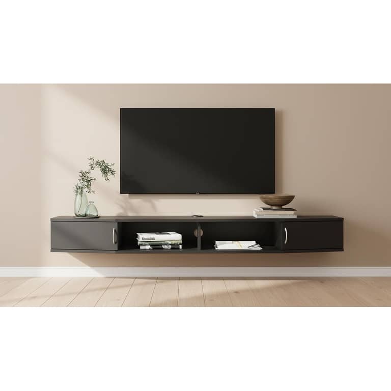 Floating TV Stand with Power Outlet for 80 inch