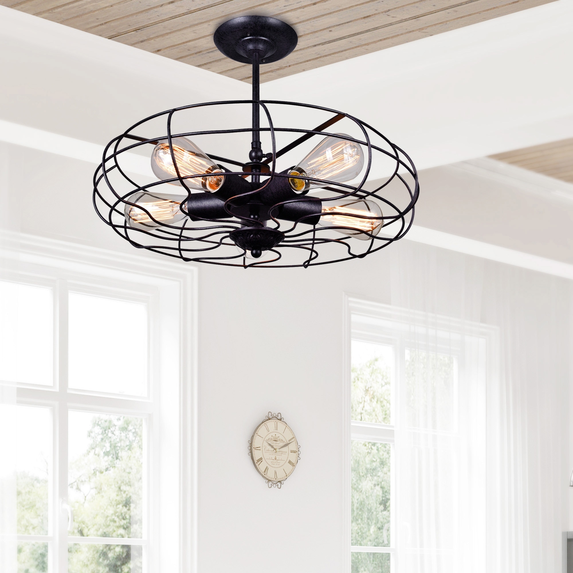 CWI Lighting Pamela 5 Light 19in Rust Flush Mount