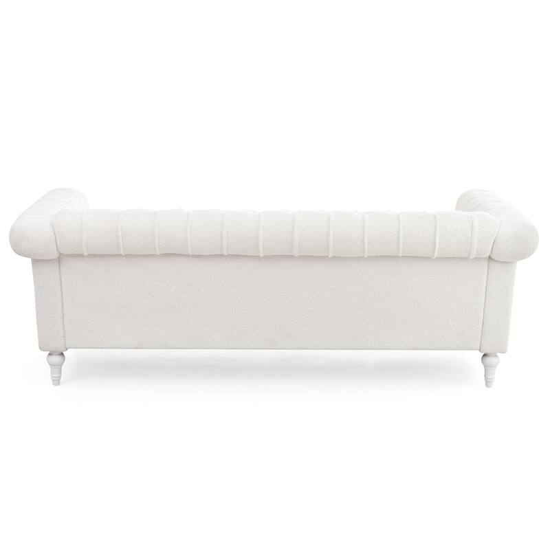 Modern 3 Seat Couch, 83.66" PU Leather Sofa with Square Arm and Removable Cushion for Living Room and Apartment
