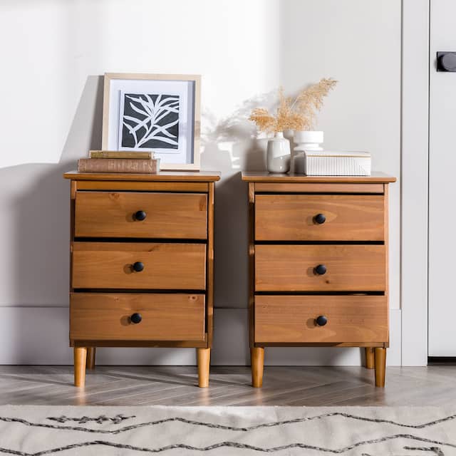Middlebrook Bullrushes Solid Wood 3-Drawer Nightstand, Set of 2