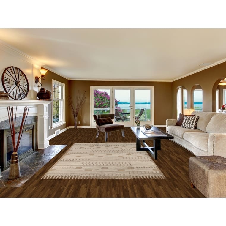 Beige & Ivory Moroccan Modern Area Rug Hand-Knotted Wool Carpet - 6'0"x 9'4"