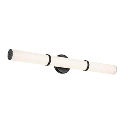 Kichler Lighting Rosh 32" Bath Bar Large LED with White Glass in Black - 24.25"