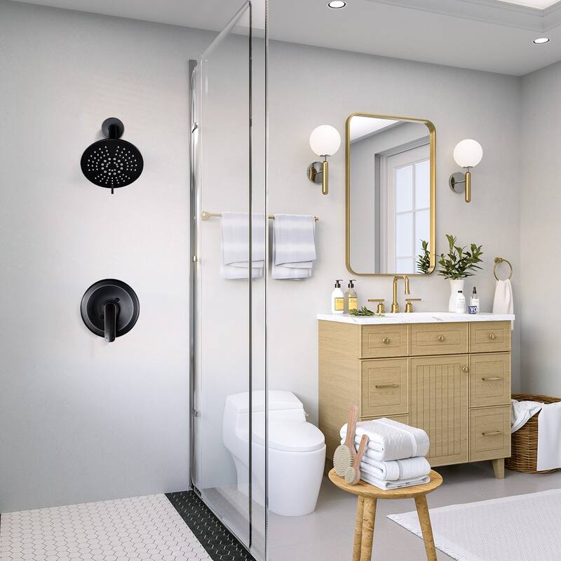 WOWOW Single Handle 5-Spray Round Shower Faucet with Valve