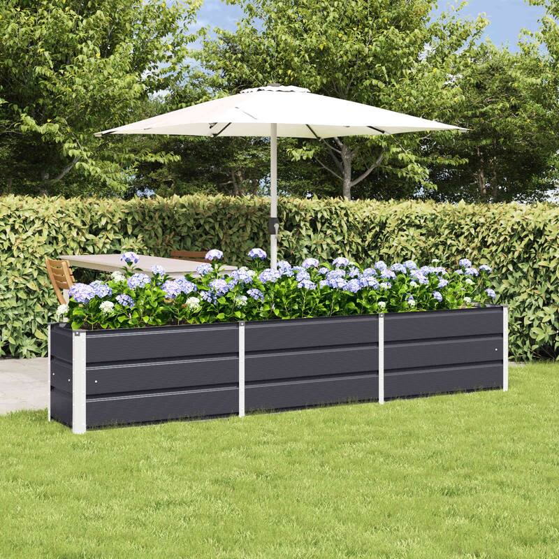 vidaXL Planter in Steel - 39.37 x 15.75 x 17.72" - Black - 94.49 x 15.75 x 17.72 in