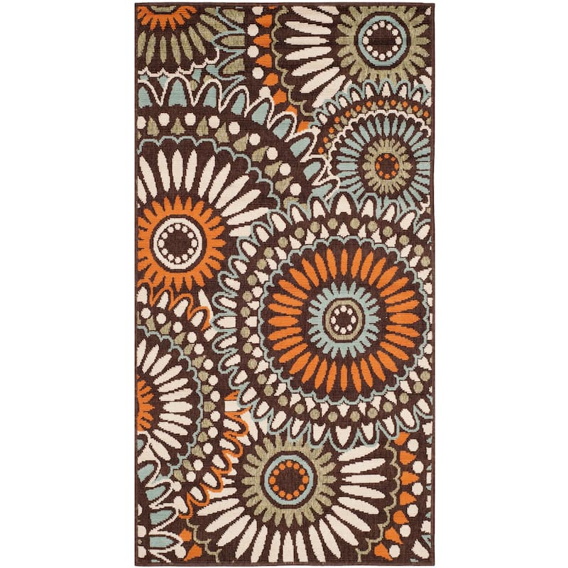 SAFAVIEH Veranda Sissy Indoor/ Outdoor Waterproof Patio Backyard Rug - 2' x 3'7" - Chocolate/Terracotta