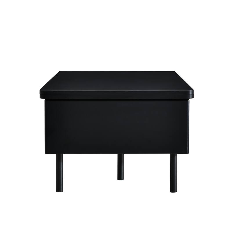 Lift Top Coffee Table with Two Drawers Foldable Top and Hidden Storage Compartment for Living Room Use
