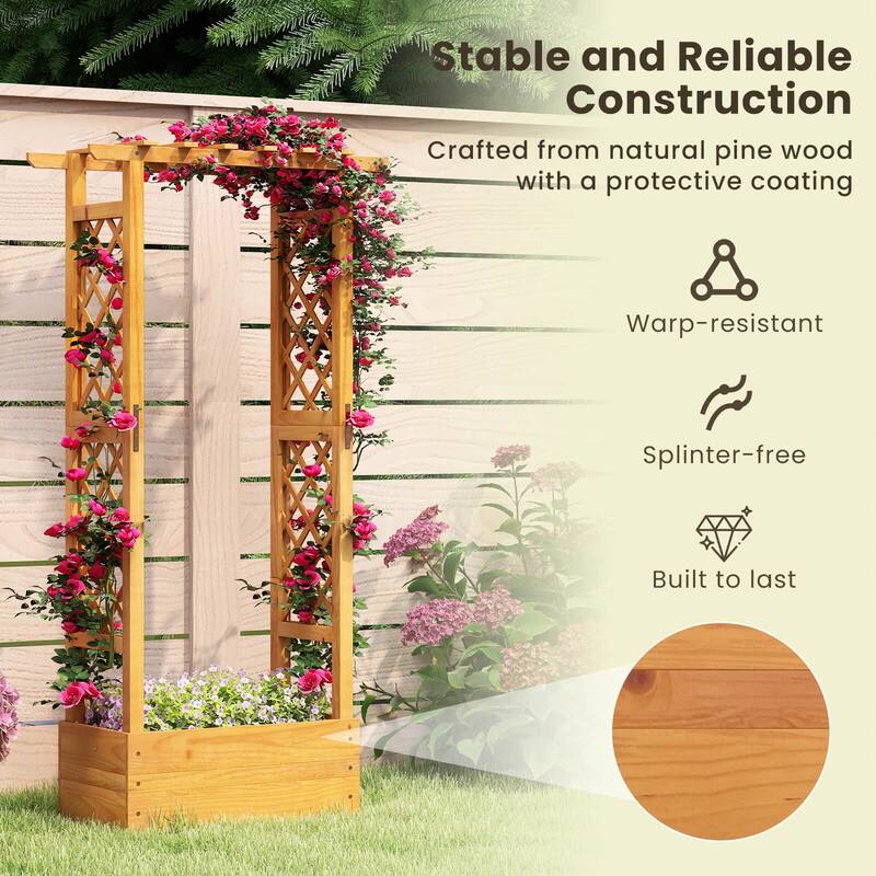 Costway 1/2 PCS 60” Raised Garden Bed with Trellis with Hanging Roof,