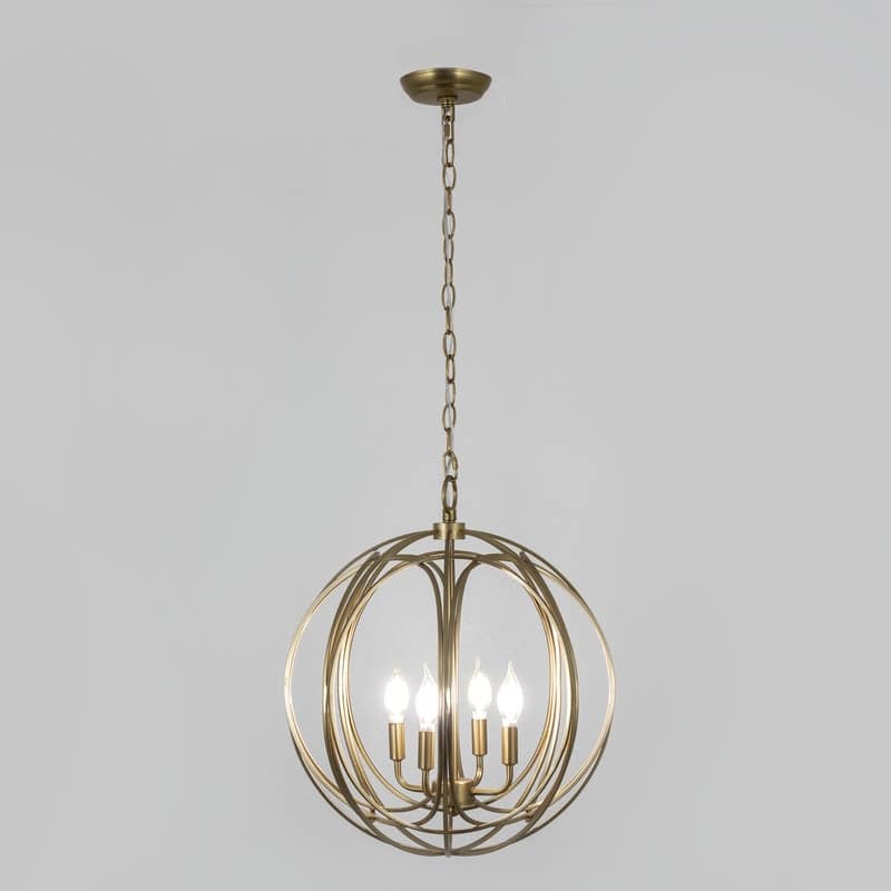 Yosemite Home Decor Satin Brass Metal/Stainless Steel Globe 4-light Chandelier - Satin Brass