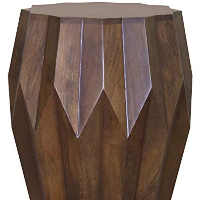 HomeRoots 23" Dark Brown Solid Wood Drum End Table - 16.4
