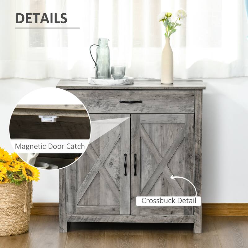 Sideboard Buffet Cabinet, Barn Door Style Kitchen Cabinet, 32" Accent cabinet for Kitchen, Living Room or Entryway