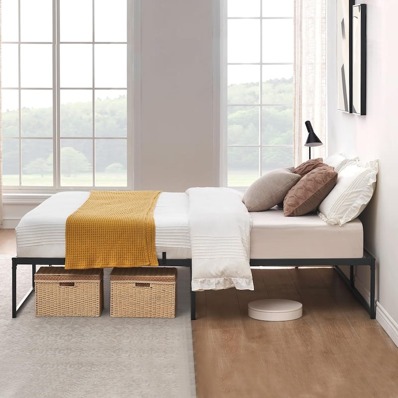 14 inch Metal Bed Platform Frame with 3 in 1 Steel Support