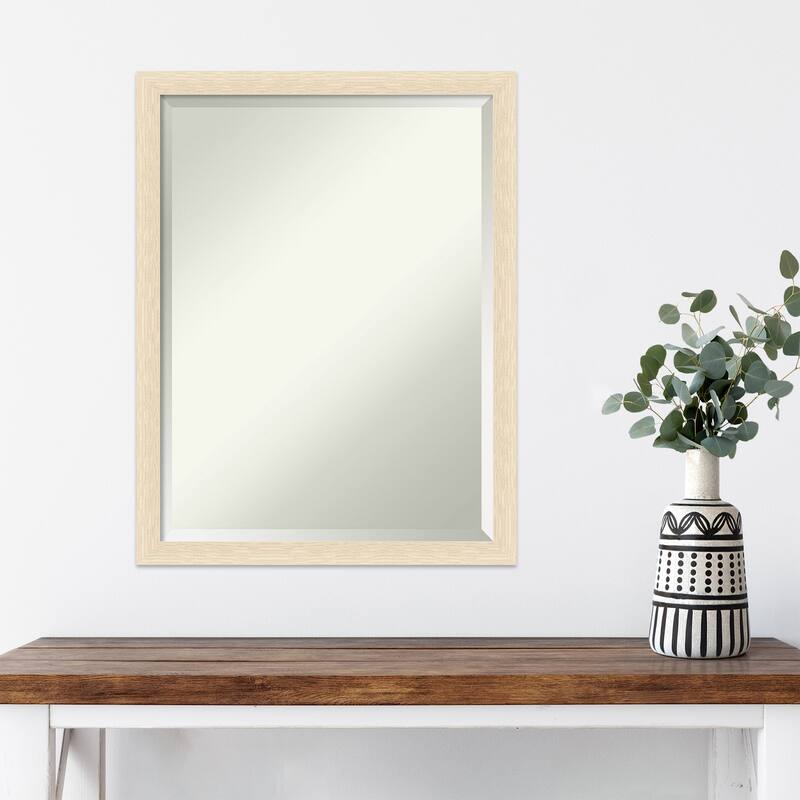 Woodgrain Stripe Beveled Wood Framed Wall Mirror