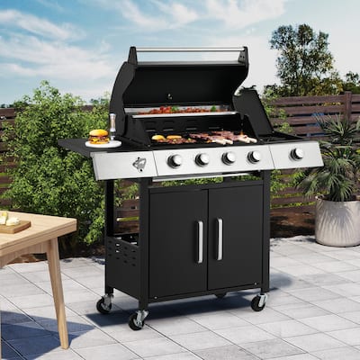 3-Burner Propane Grill with Side Burner, Locking Wheels, 395 Sq. In. Cooking Area, 36,000 BTU