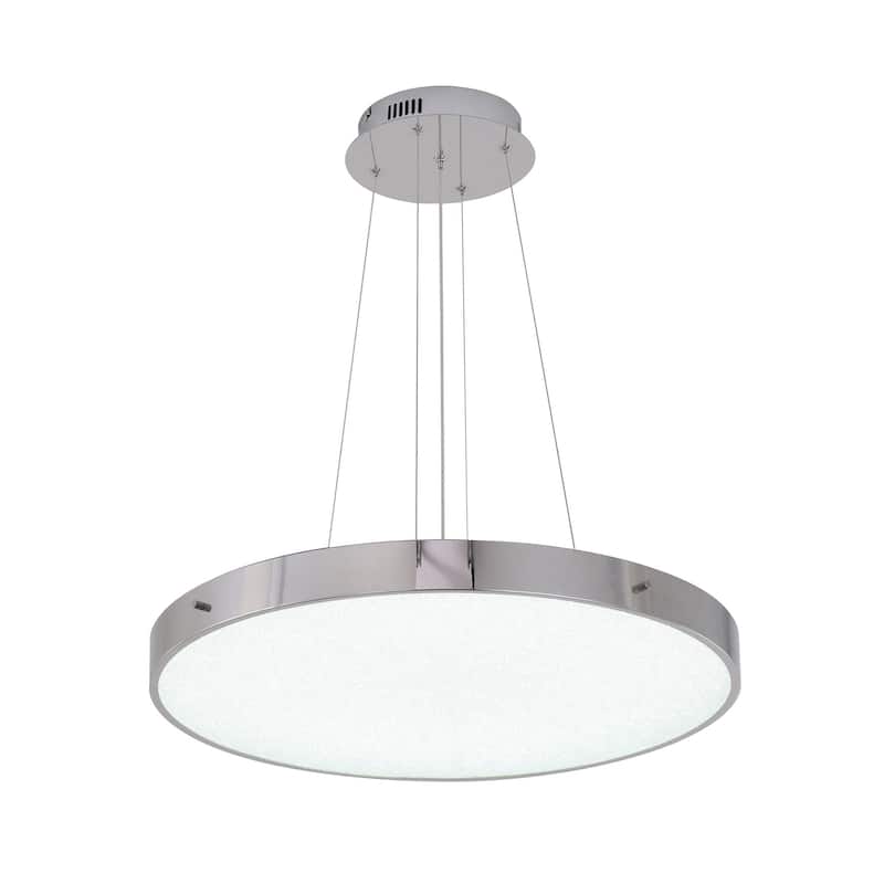 1-Light Chrome LED Chandelier With A Clear Acrylic Beaded Diffuser