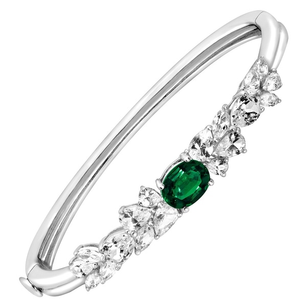 8 5/8 ct Created Emerald & White Sapphire Bangle Bracelet in Sterling Silver - Green