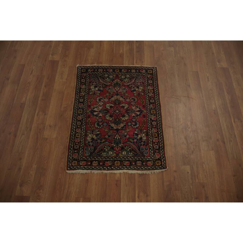 Hand Knotted Oriental 100% Wool Carpet Traditional Floral Red Lilian Area Rug - 2' 8'' X 2' 0''