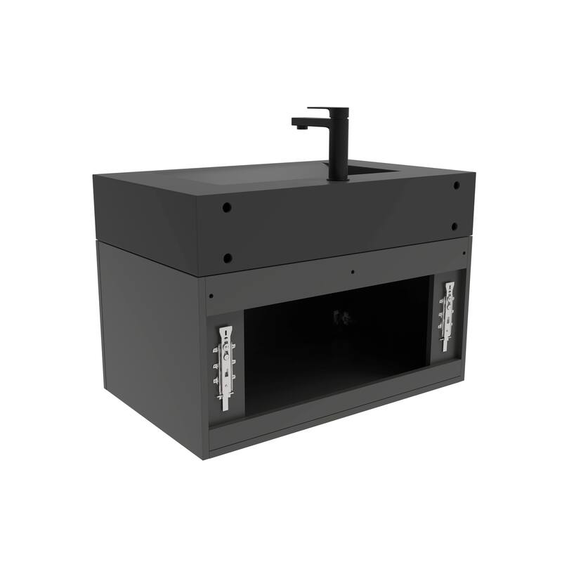 Nile 30-Inch Wall Mounted Bathroom Vanity Set w/ Black Top